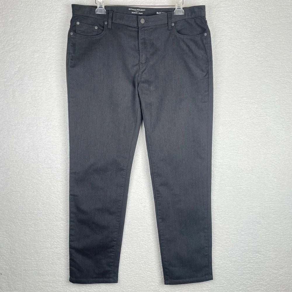 Banana Republic Travel Jeans Mens 38x32 Athletic Fit Charcoal Gray Stretch Pants